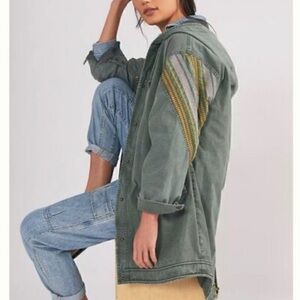 Anthropologie Pilcro Hooded Green Cotton Anorak